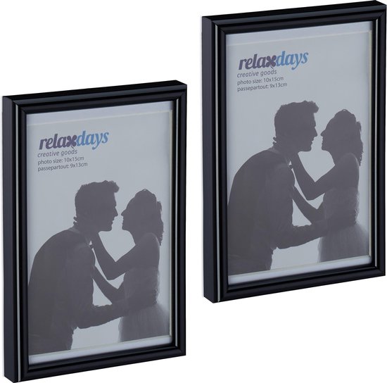 cadre photo relaxdays 10x15 cm - cadre photo - cadres d'échange - 2 cadres photo - passe partout argent