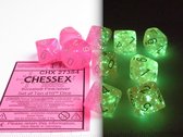Set 10 10-zijdig, Chessex Borealis Luminary Pink w/silver