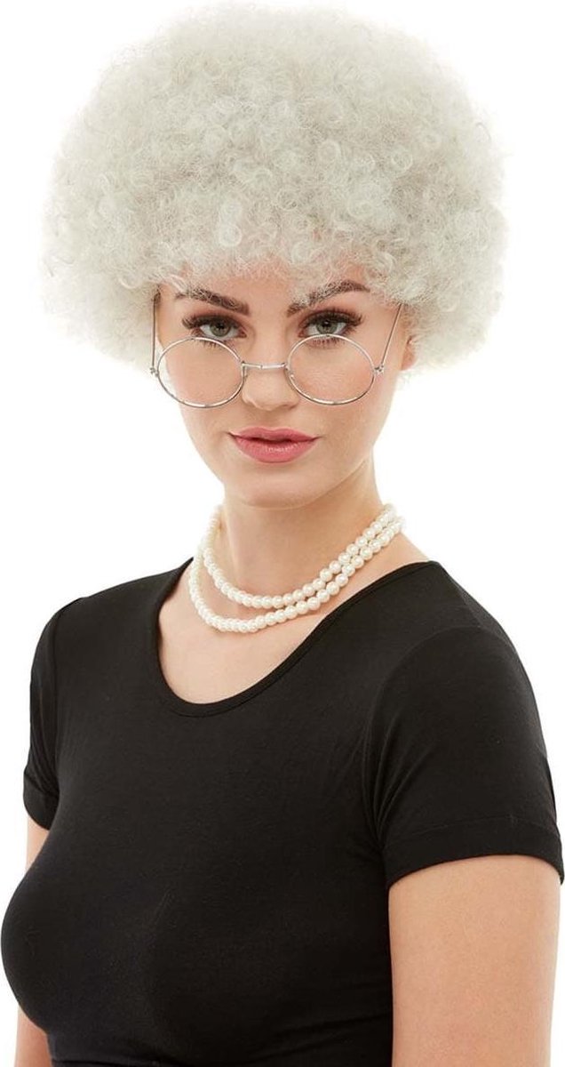 FUNIDELIA Grootmoeder pruik voor vrouwen - Grijs / Zilver