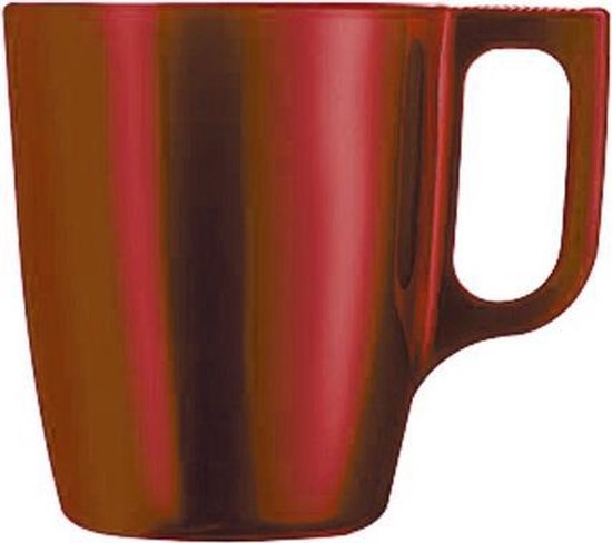 Set van 10x stuks koffie mokken/bekers metallic rood 250 ml - Keraniek - Luxe mokken