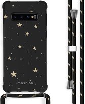 iMoshion Design hoesje met koord voor de Samsung Galaxy S10 Plus - Sterren - Zwart / Goud