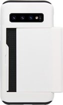 ADEL Kunststof Back Cover Hardcase Hoesje Geschikt voor Samsung Galaxy S10 Plus - Pasjeshouder Wit