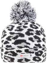 Grijze/zwarte panterprint/luipaardprint muts -voor dames/vrouwen  Luipaard/panter dieren artikelen - Winterkleding/buitenkleding