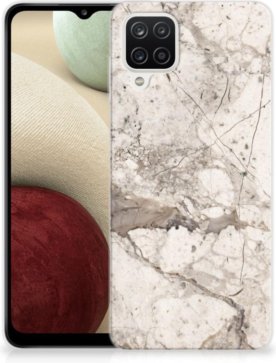 Samsung Galaxy A12 TPU Siliconen Hoesje Marmer Beige