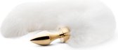 Easytoys Fetish Collection - Kleine goudkleurige buttplug met witte vossenstaart - Dildo - Vibrator - Penis - Penispomp - Extender - Buttplug - Sexy - Tril ei - Erotische - Man - V
