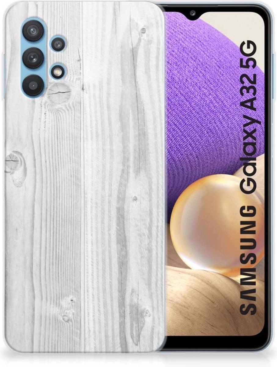Samsung Galaxy A32 5G Bumper Hoesje White Wood