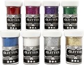 Glitter, diverse kleuren, 8x20 gr/ 1 doos