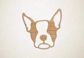 Wanddecoratie - Hond - Boston Terrier 8 - S - 46x45cm - Eiken - muurdecoratie - Line Art