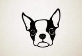 Wanddecoratie - Hond - Boston Terrier 8 - M - 62x60cm - Zwart - muurdecoratie - Line Art