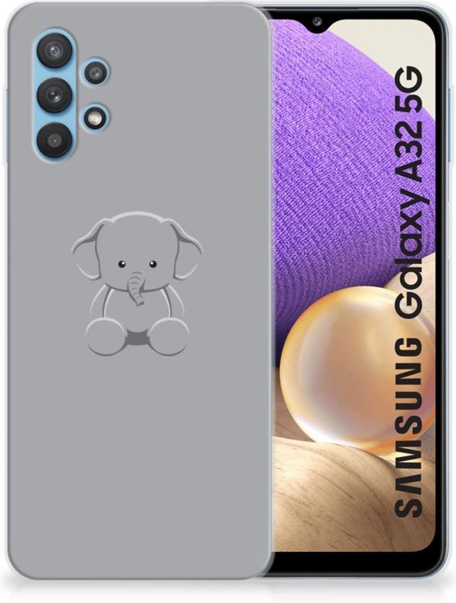 Samsung Galaxy A32 5G Telefoonhoesje met Naam Grijs Baby Olifant