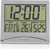 Nedis Digitale Bureau-Wekker | LCD-Scherm | 5 cm | Opvouwbaar | Datumweergave | Timerfunctie | Binnentemperatuur | Ja | Zilver