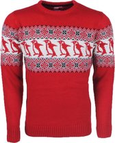 Unisex Kersttrui - Fijn Gebreid - Sochristmas - Pinquïn - Rood