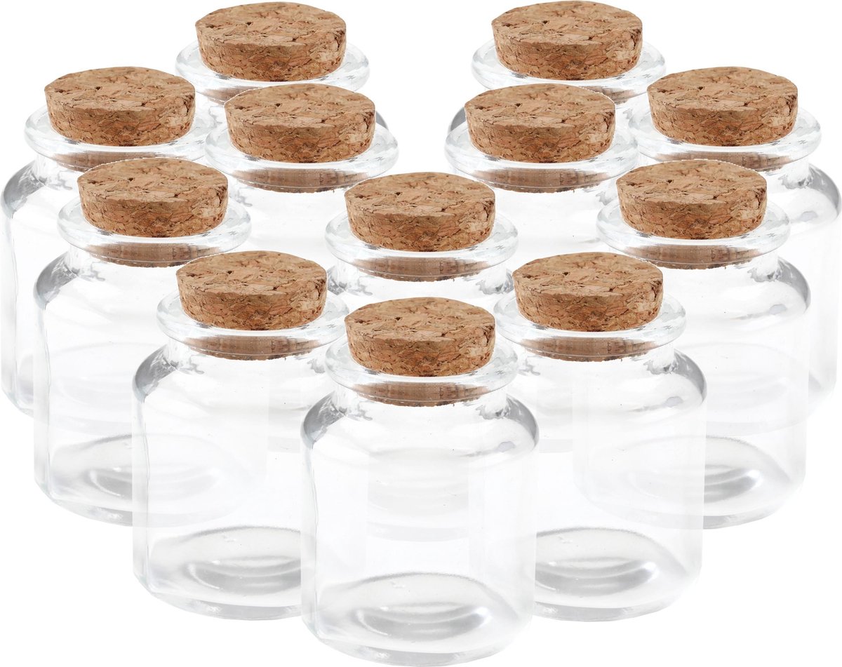 Assortiment de 50 mini bouteilles en verre - 6,5 x 3,5 cm