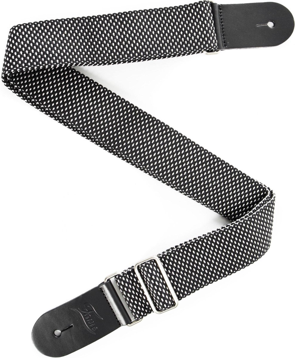 Fame TM003 Luxury Cotton Bass/Guitar Strap (Black/White) - Gitaarband