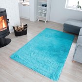 Tapiso Silk Vloerkleed Blauw Hoogpolig Woonkamer Slaapkamer Tapijt Maat- 120x170