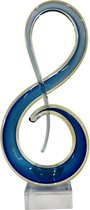 Beeld - muzieksleutel - glas - decoratie - 36 cm hoog