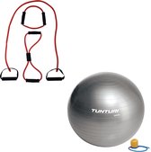 Tunturi - Fitness Set - Tubing Set Rood - Gymball Zilver 90 cm