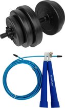 Tunturi - Fitness Set - Vinyl Halterset 15 kg - Springtouw Blauw
