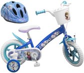 THE QUEEN OF SNOW Bicycle 12 + Helm - Kindmeisje - Blauw en wit