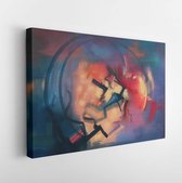 Colorful abstract oil painting. Surreal landscape artwork in contemporary style. Modern art.  - Modern Art Canvas - Horizontal - 1412135744 - 80*60 Horizontal