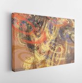 Artistic sketch backdrop material. Abstract geometric pattern. Chaos and random. Modern art drawing painting. 2d illustration. Digital texture wallpaper. - Modern Art Canvas - Hori