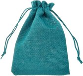 Jute Sieraden Zakjes (14 x 10 cm) Turquoise (10 Stuks)