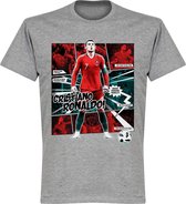 Ronaldo Portugal Comic T-Shirt - Grijs - XL