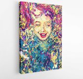 Illustration for the fool's day. Art. Girl. Face. Picture For Interior. "Endless Happiness". Modern Art. Contemporary digital art. Smile. Expressionism. Canvas. 01 april.  - Modern