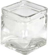 Vierkant glas, afm 5,5x5,5  cm, h: 5,5 cm, 12stuks