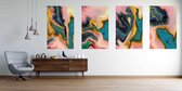 Onlinecanvas - Schilderij - Abstract Marble Texture Colored Bright Liquid Paints. Art Vertical Vertical - Multicolor - 80 X 60 Cm