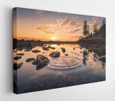 Onlinecanvas - Schilderij - Dawn Dusk Nature Ripple Art Horizontal Horizontal - Multicolor - 60 X 80 Cm