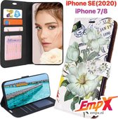 EmpX.nl iPhone SE(2020)/8/7 Print (Bloemen) Boekhoesje | Portemonnee Book Case voor Apple iPhone SE(2020)/8/7 met Print (Bloemen) | Met Multi Stand Functie | Kaarthouder Card Case iPhone SE(2