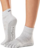 Toesox Yoga Ankle Grip Socks teensokken - Lichtgrijs - 36-38