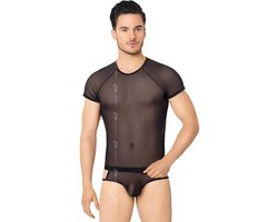 Netstof heren shirt en string zwart M/L