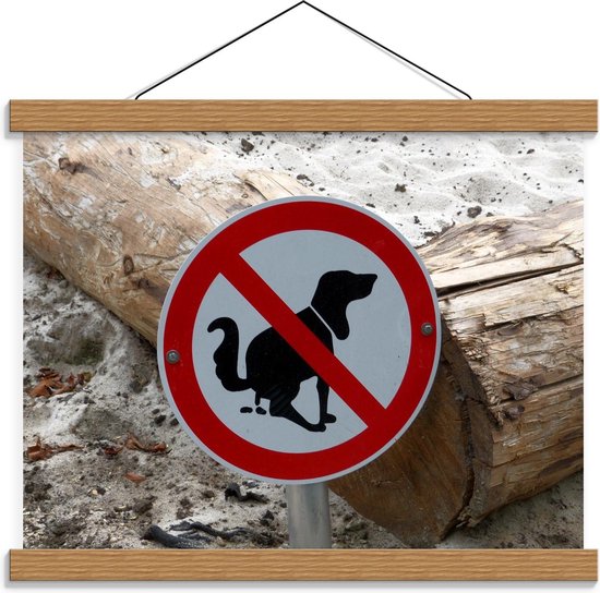 Schoolplaat – Bord met Verboden Te Poepen voor Honden - 40x30cm Foto op Textielposter (Wanddecoratie op Schoolplaat)