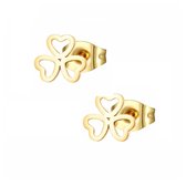 Aramat jewels ® - Oorstekers zweerknopjes 3 hartjes chirurgisch staal goudkleurig 8mm