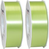 3x XL Hobby/decoratie lime groen satijnen sierlinten 4 cm/40 mm x 91 meter- Luxe kwaliteit - Cadeaulint satijnlint/ribbon