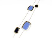 Zilveren halsketting halssnoer collier Model Color Power gezet met blauwe stenen