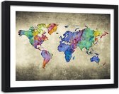 Foto in frame , Gekleurde Vintage Wereld , 120x80cm , wanddecoratie , Premium print