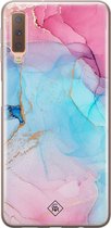 Samsung A7 2018 hoesje siliconen - Marmer blauw roze | Samsung Galaxy A7 2018 case | multi | TPU backcover transparant