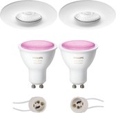 Pragmi Luno Pro - Waterdicht IP65 - Inbouw Rond - Mat Wit - Ø82mm - Philips Hue - LED Spot Set GU10 - White and Color Ambiance - Bluetooth - BSE