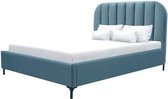 Bed voor volwassenen 140 x 190 cm - Lichtblauw fluweel - Inclusief bedbodem - CALLIE