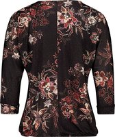 Cassis - Female - T-shirt met bloemenprint en geborduurde hals  - Zwart