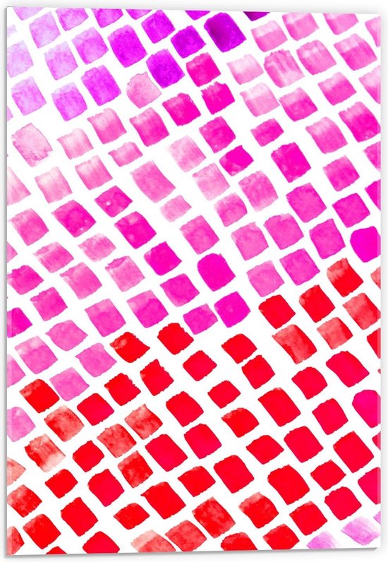 Acrylglas - Rood/Roze Mozaïek Tegeltjes - 40x60cm Foto op Acrylglas (Wanddecoratie op Acrylglas)
