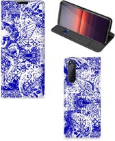 Smartphone Hoesje Sony Xperia 5 II Book Style Case Angel Skull Blue