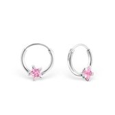 Aramat jewels ® - 925 sterling zilveren kinder oorringen met ster zirkonia roze