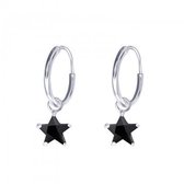 Aramat jewels ® - 925 sterling zilveren kinder oorringen met bedel ster zwart