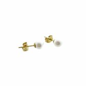 Aramat jewels ® - Zweerknopjes parel oorbellen wit goudkleurig chirurgisch staal 6mm