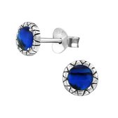 Aramat jewels ® - Oorknoppen schelp donker blauw 925 zilver 5mm kinderen