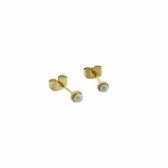 Aramat jewels ® - Parel zweerknopjes oorbellen wit goudkleurig chirurgisch staal 4mm